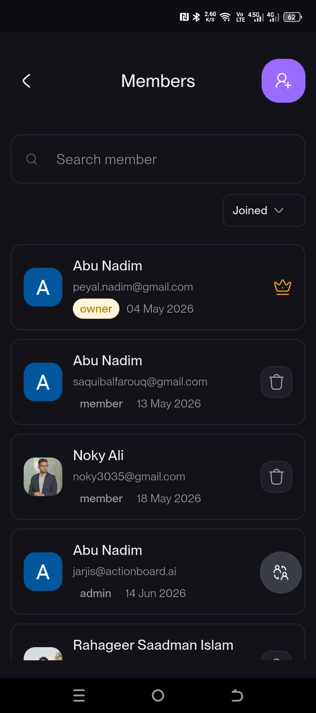 ActionBoard mobile — Canvas