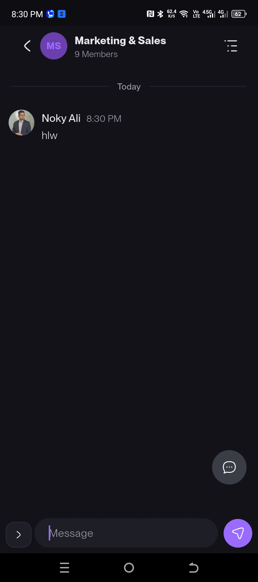 ActionBoard mobile — Team chat